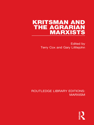 cover image of Kritsman and the Agrarian Marxists (RLE Marxism)